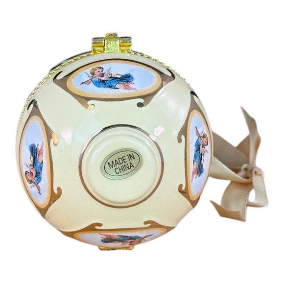 Mr Christmas Porcelain Egg Ornament Music Box Valerie Par Hill Musical Angel - Picture 9 of 14